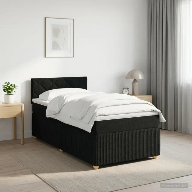 vidaXL Boxspringbed met matras met hoofdeinde Zwart 80 x 200 cm Stof