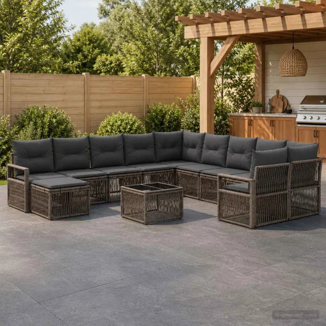 vidaXL Tuinbankenset 12 st Grijs poly rattan, foto 2