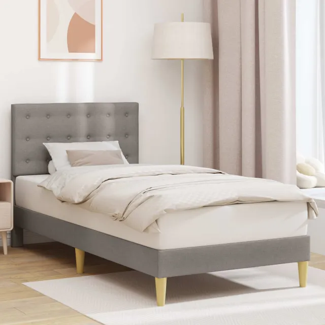 vidaXL Bedframe met hoofdeinde Taupe 90 x 190 cm Stof