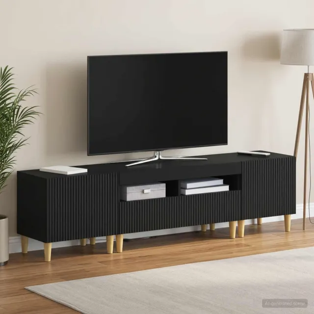 vidaXL 3-delige LED TV-kast ARNHEM 3 st Zwart Bewerkt hout, foto 2