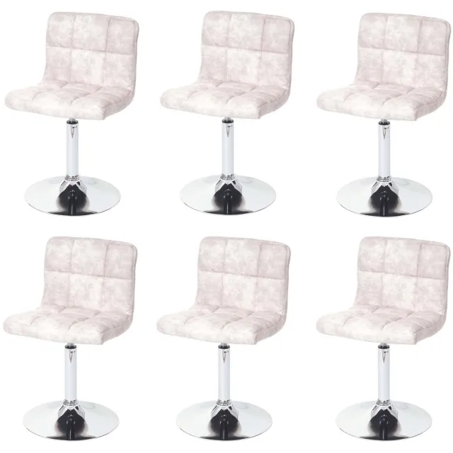 MCW Set van 6 eetkamerstoelen Kavala, draaistoel, imitatie suède chroom ~ vintage lichtgrijs