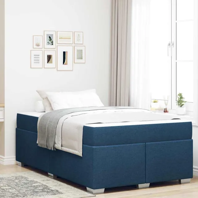 vidaXL Bedframe met matras Blauw 120 x 200 cm Stof