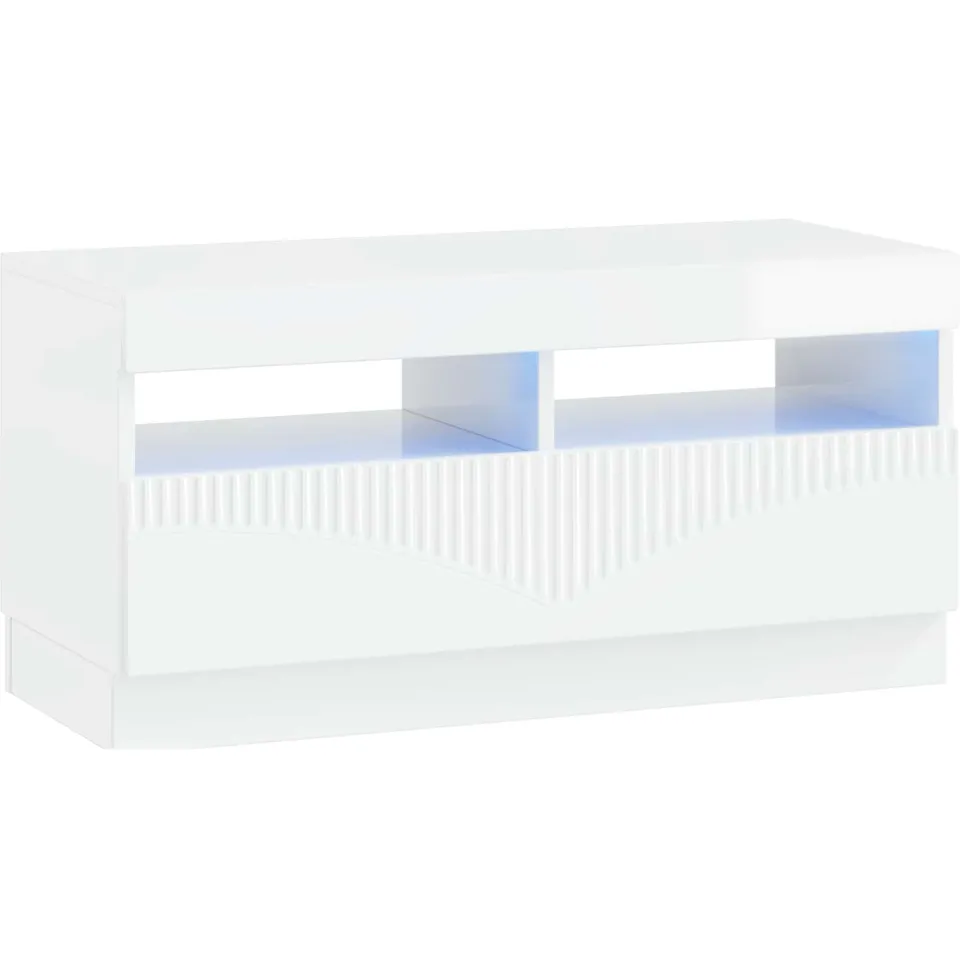 vidaXL LED tv-meubel Hoogglans Wit Bewerkt hout