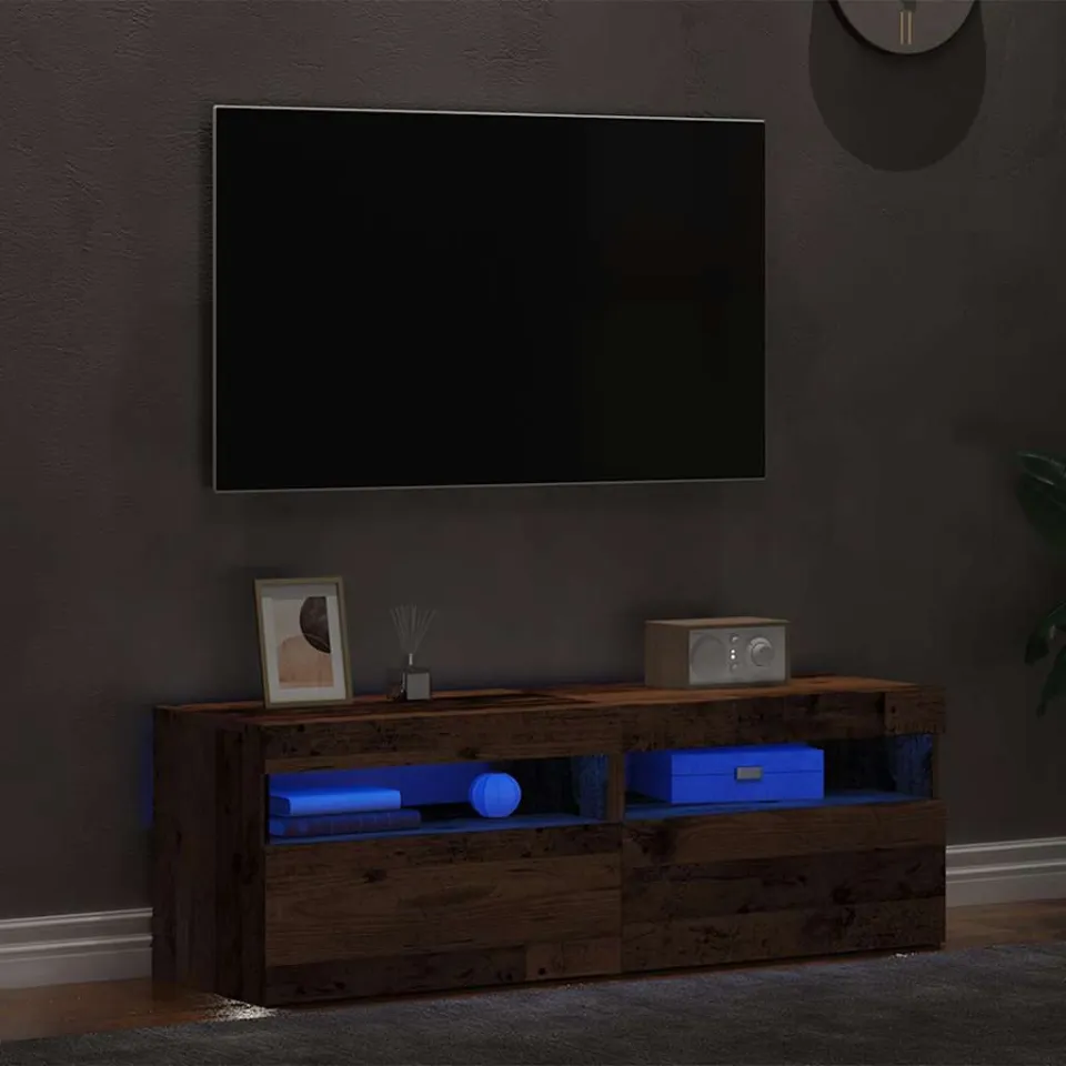 vidaXL Tv-meubels met LED-verlichting 2 st bewerkt hout oud hout bruin, foto 4