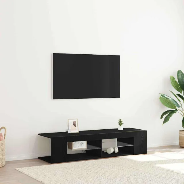 vidaXL TV-kast 135 x 39 x 30 cm Zwart Eiken Bewerkt hout