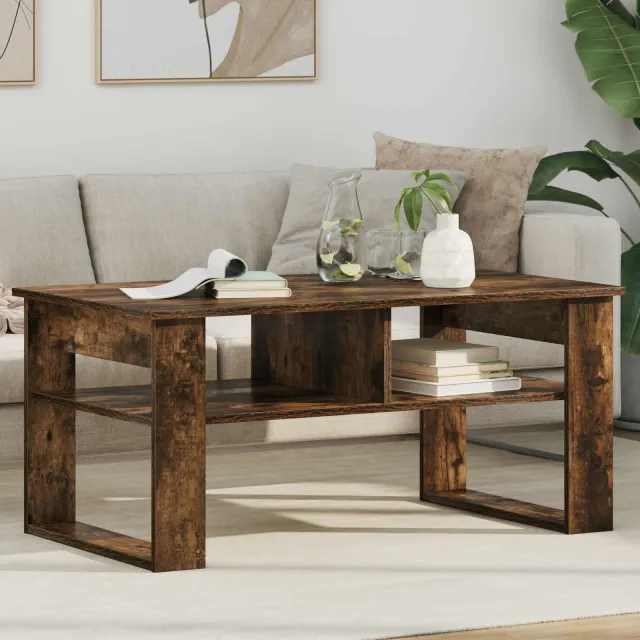 vidaXL Salontafel Gerookt eiken 96 x 54 x 44 cm Bewerkt hout