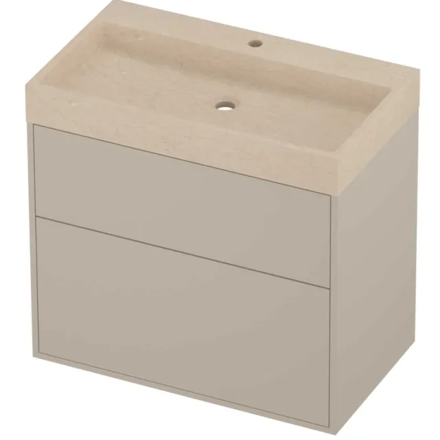 Proline Evoli Badmeubelset Hardsteen Loft 1 Kraangat Voor Grepen 80x46x75 cm Sand Stone Soft Linen Beige