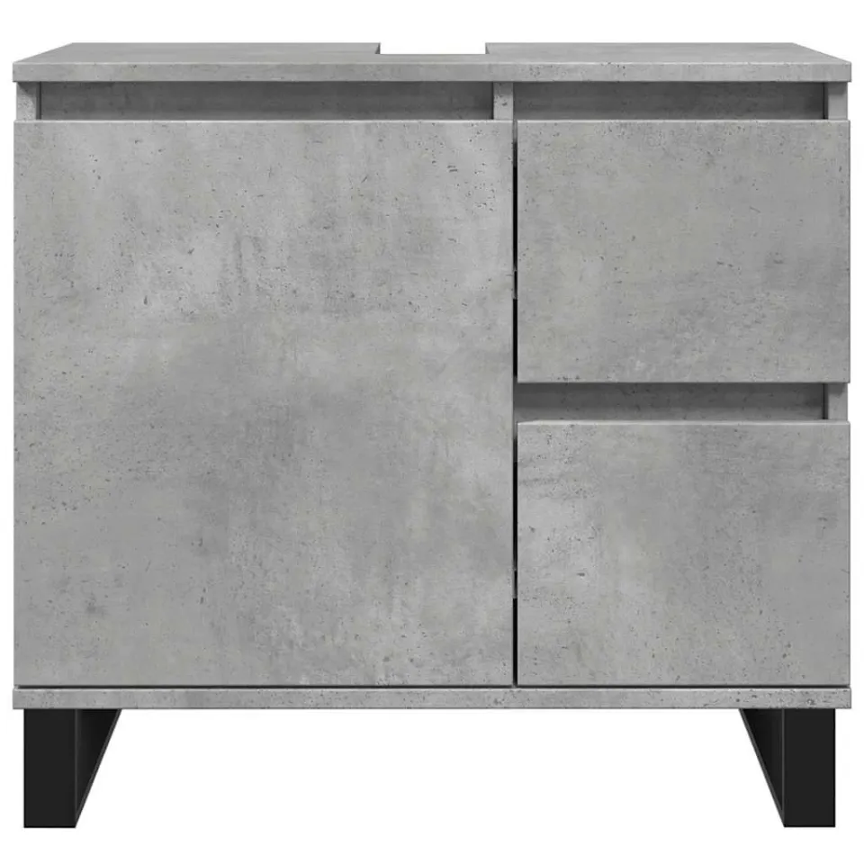 vidaXL Badkamerkast 65x33x60 cm bewerkt hout betongrijs grijs, foto 4