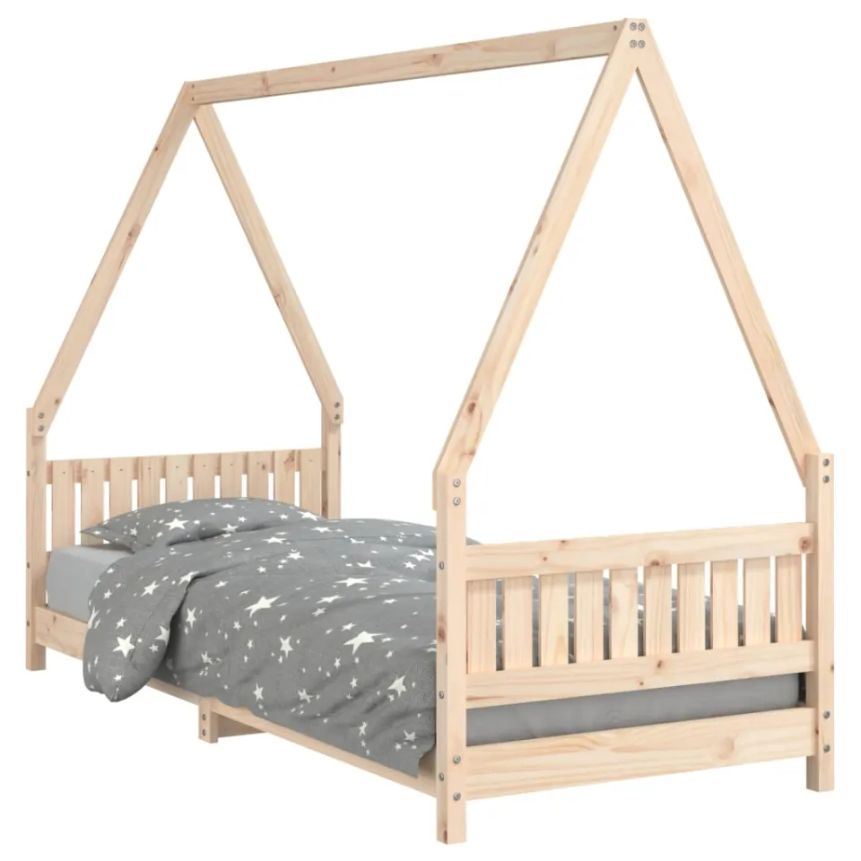 vidaXL Kinderbedframe 80x200 cm massief grenenhout bruin, foto 3