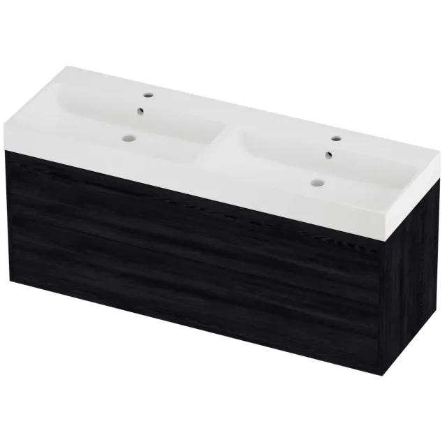 Proline Podium Badmeubelset Polystone Loft 140x46x62 cm Mat White Black Oak Eiken