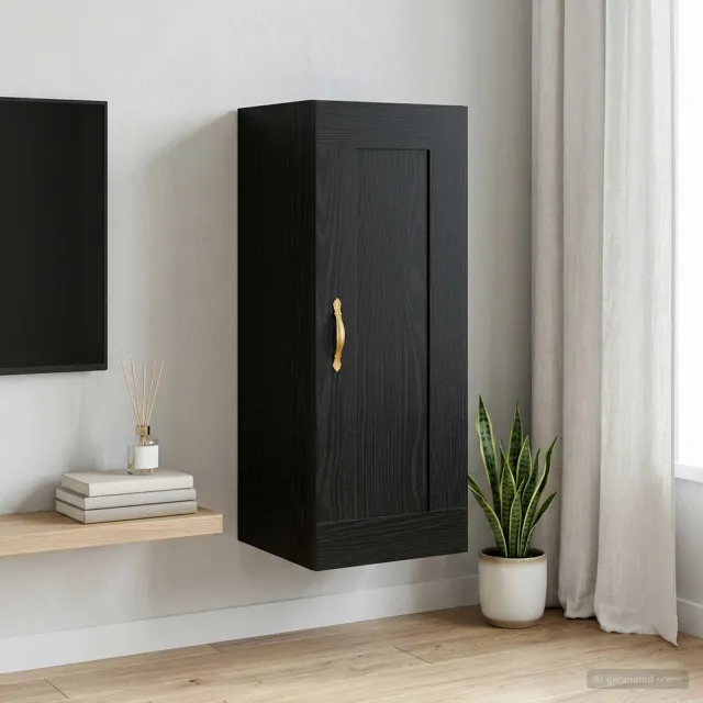 vidaXL Wandkast Zwart eiken 34,5 x 34 x 90 cm Bewerkt hout, foto 2