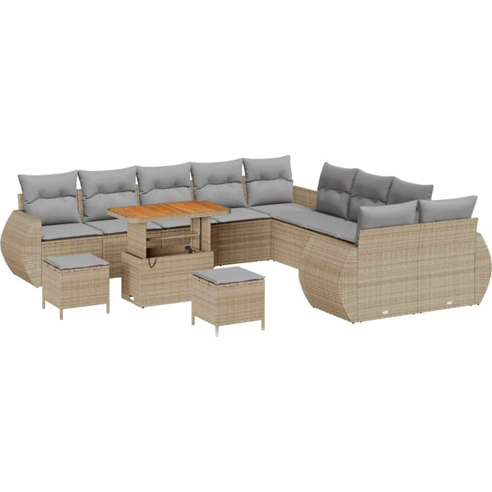 vidaXL Tuinbankenset 13 st Beige poly rattan
