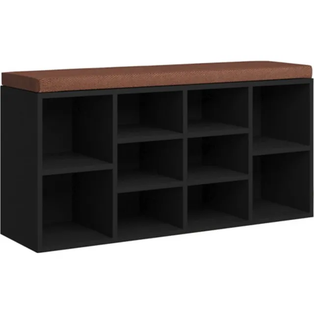 vidaXL Schoenenbank - 103x30x48 - cm - bewerkt - hout - zwart