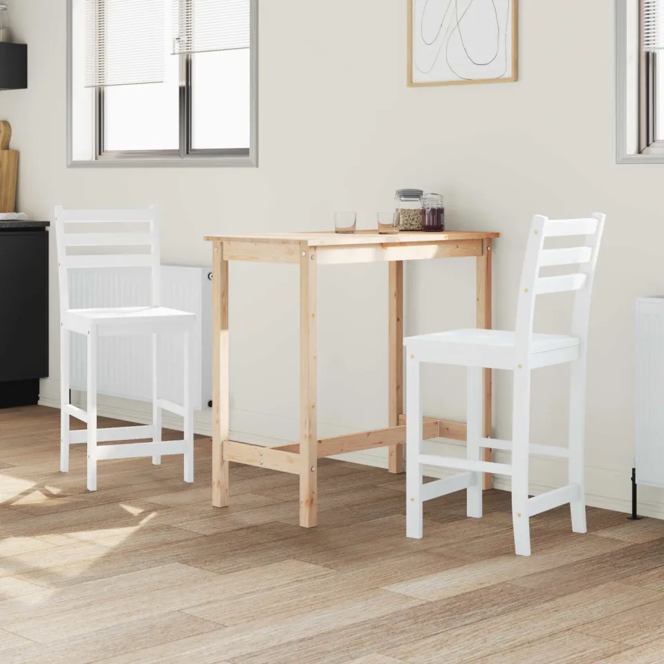 vidaXL Eettafelstoelen 2 st Massief Rubberhout Wit 40 x 47,5 x 99,5 cm, foto 3