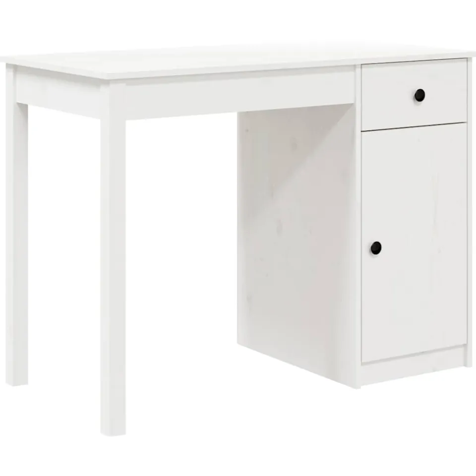 vidaXL Bureau 100x50x75 cm massief grenenhout wit