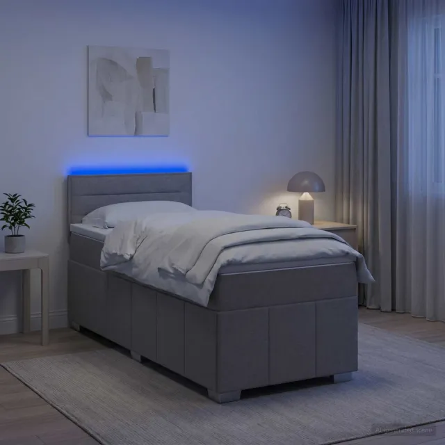 vidaXL Boxspringbed met matras Lichtgrijs 90 x 200 cm Stof