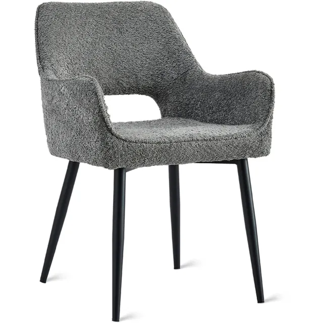 Set van 2 - Nest of Nora Eetkamerstoelen Ronn - Stof - Antraciet - Armleuning