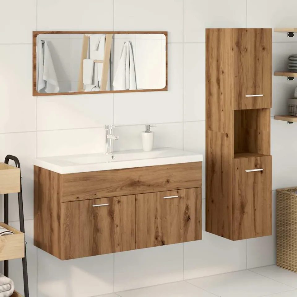 vidaXL 4-delige Badkamermeubelset bewerkt hout artisanaal eikenkleur, foto 2