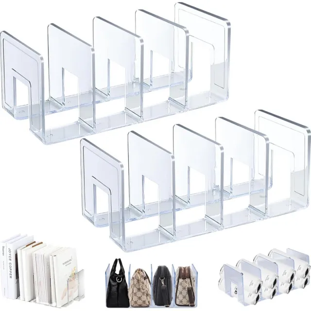 GelldG Transparant acryl tijdschriftenrek - Set van 2 - Multifunctioneel opbergrek voor op het bureau, boekenplank - Kan ook gebruikt worden als flessenrek/organizer voor keukendeksels/tassenhouder