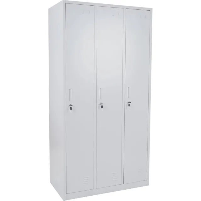 MCW Locker Boston T829, lockerkast Lockerkast, metaal 3 vakken ~ grijs