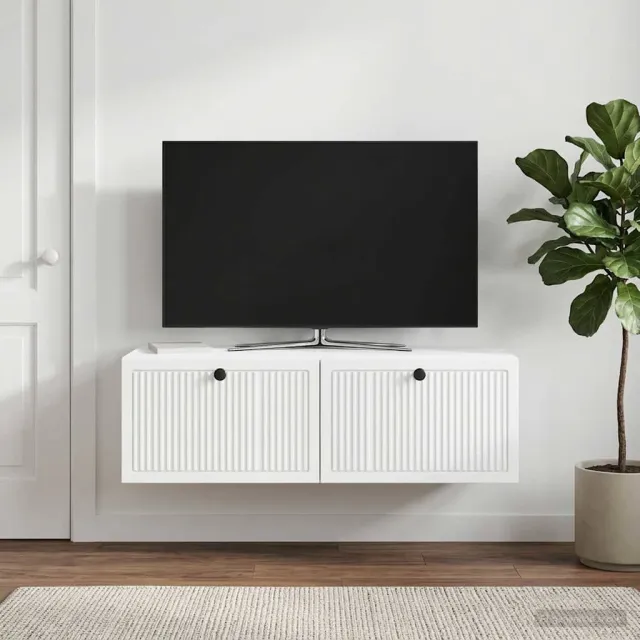 vidaXL Wandbeugel TV-kast Wit 98 x 41 x 30 cm Bewerkt hout