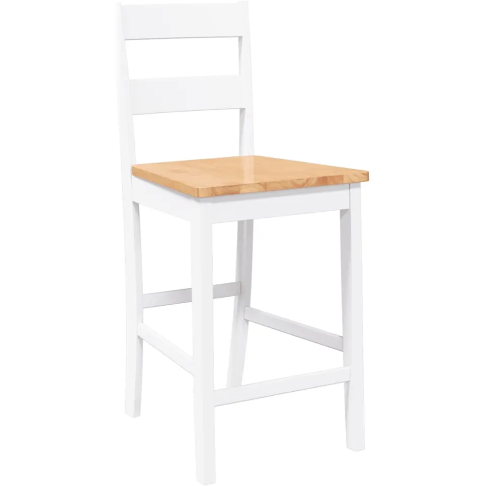 vidaXL Barkrukken 2 st massief hout rubber wit, foto 4