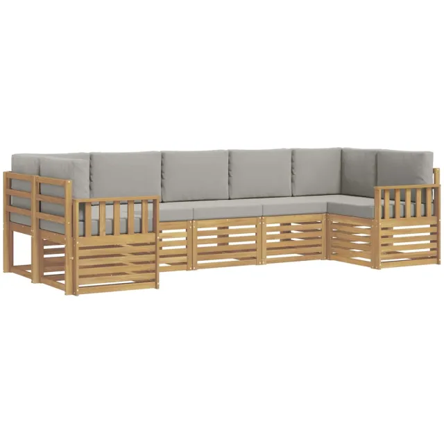 vidaXL Buiten - bank - set - 6 - st - 7-zits - Wit - en - lichtgrijs - Polyester Wit en lichtgrijs