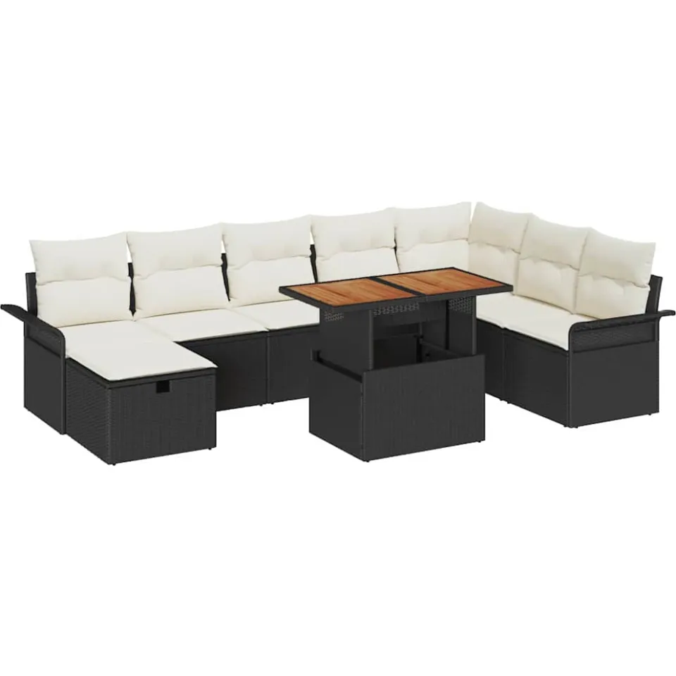 vidaXL Tuin Sofa Set 9 st Zwart poly rattan