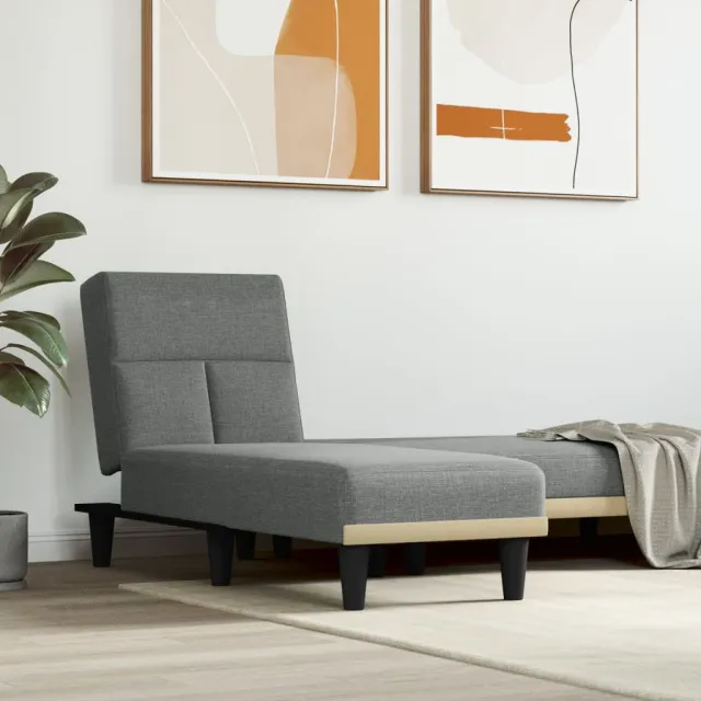 vidaXL Chaise longue stof donkergrijs grijs, foto 2