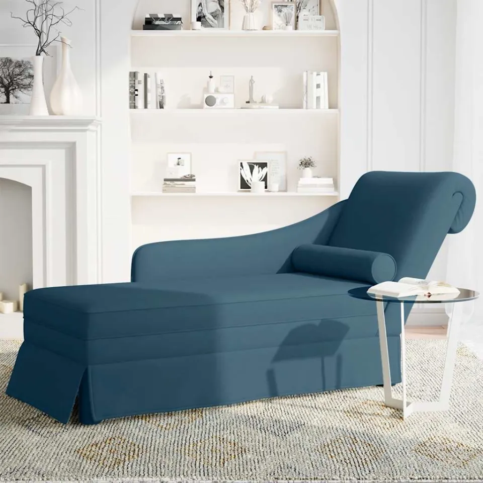 vidaXL Chaise longue met bolster en rechterarmleuning fluweel blauw, foto 3