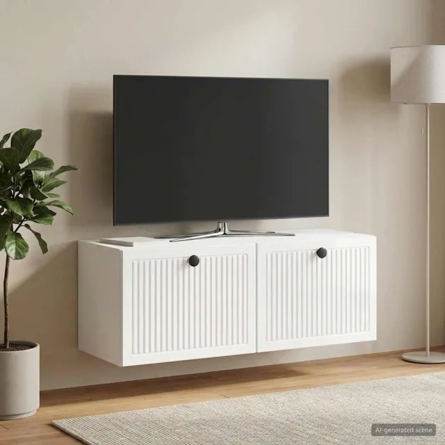 vidaXL Wandbeugel TV-kast Hoogglans Wit 78,5 x 31 x 30 cm Bewerkt hout, foto 2
