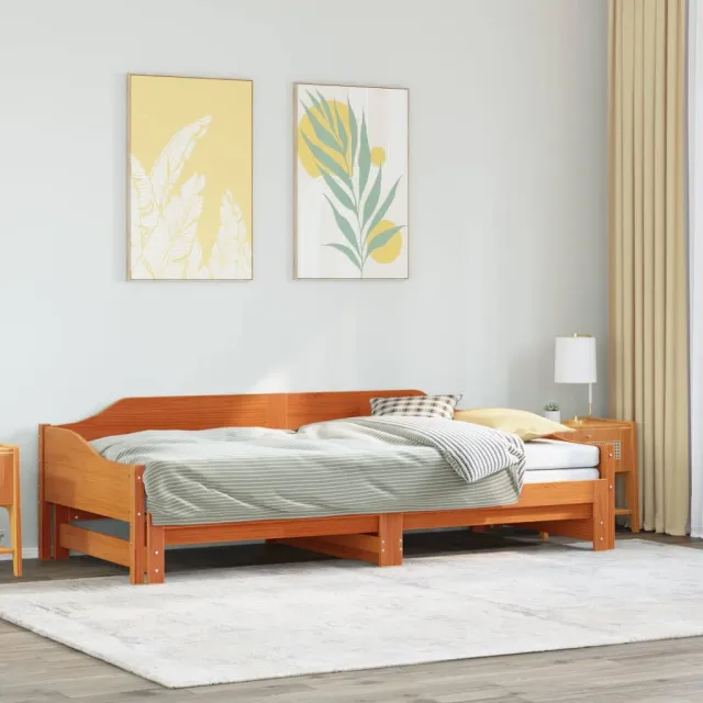 vidaXL Slaapbank met onderschuifbed 80x200 cm massief grenenhout Bruin