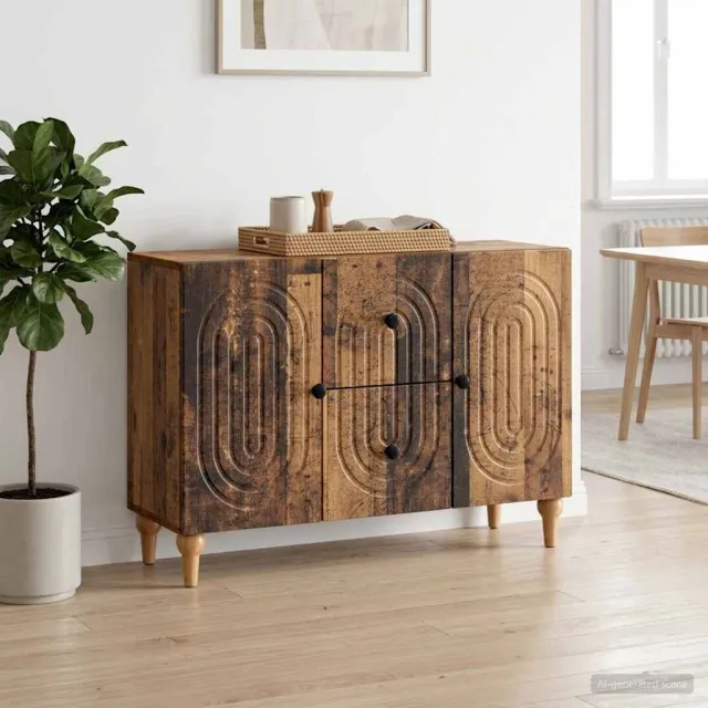 vidaXL TV-kast met lade Oud hout 89 x 34,5 x 60 cm Bewerkt hout bruin, foto 2