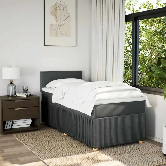 vidaXL Boxspring met matras stof donkergrijs 80x200 cm grijs