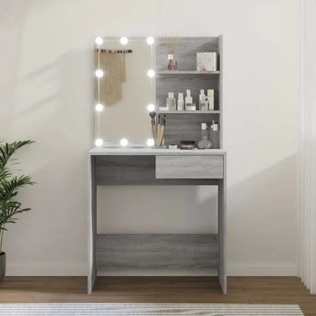 vidaXL Kaptafel met LED-verlichting 74,5x40x141 cm grijs sonoma eiken, foto 2
