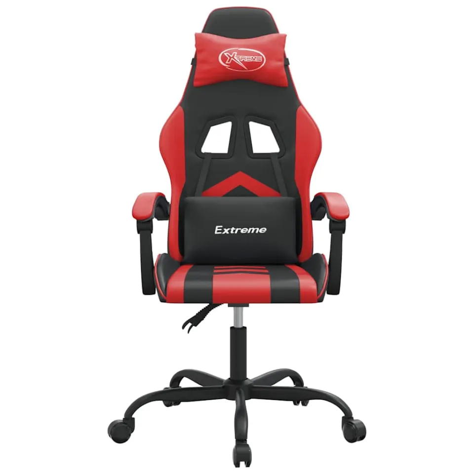 vidaXL Gamestoel draaibaar kunstleer zwart en rood