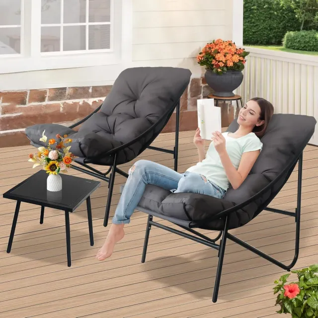 Laura Balkonset 3-delig 90x69x80 cm – Comfortabele Tuinmeubelset met 2 Stoelen en Tafel – Weerbestendig Metaal & Polyester – Modern Balkonmeubilair voor Tuin, Terras & Balkon – Bruin – Laura