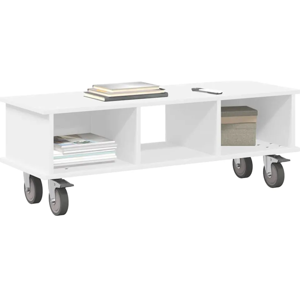 vidaXL TV-standaard 100 x 35 x 35 cm Wit Bewerkt hout
