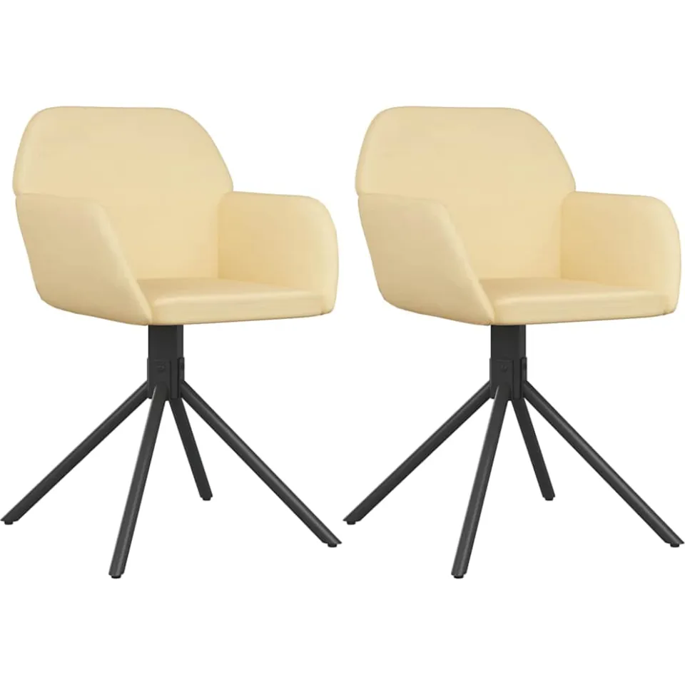 vidaXL Eetkamerstoelen draaibaar 2 st fluweel crèmekleurig, foto 3