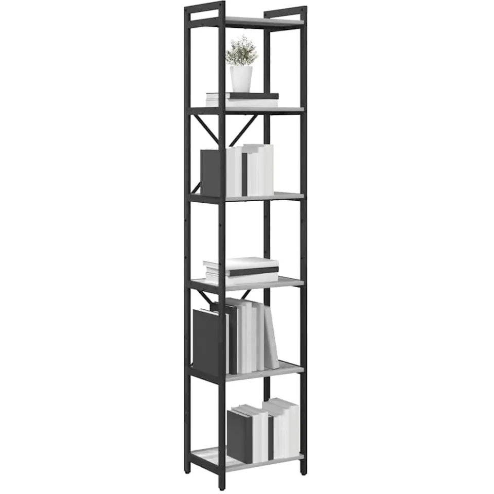 vidaXL Boekenkast 40 x 30 x 189,5 cm Bewerkt hout Grijs sonoma