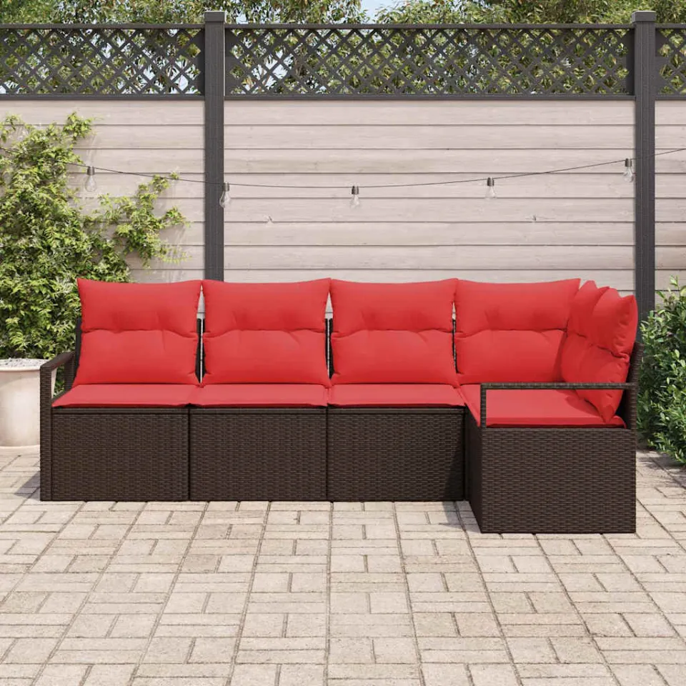 vidaXL Bankstel 5 st Bruin poly rattan, foto 3