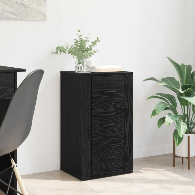 vidaXL Dressoir Zwart Eiken 40 x 33 x 70 cm Bewerkt hout, foto 2