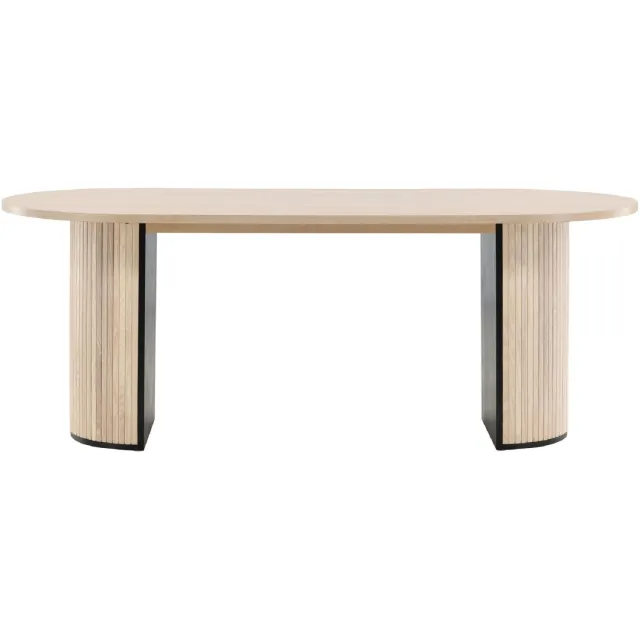 QUVIO Livo Ovale Eettafel - Moderne Elegantie - White Wash Fineer Zwart