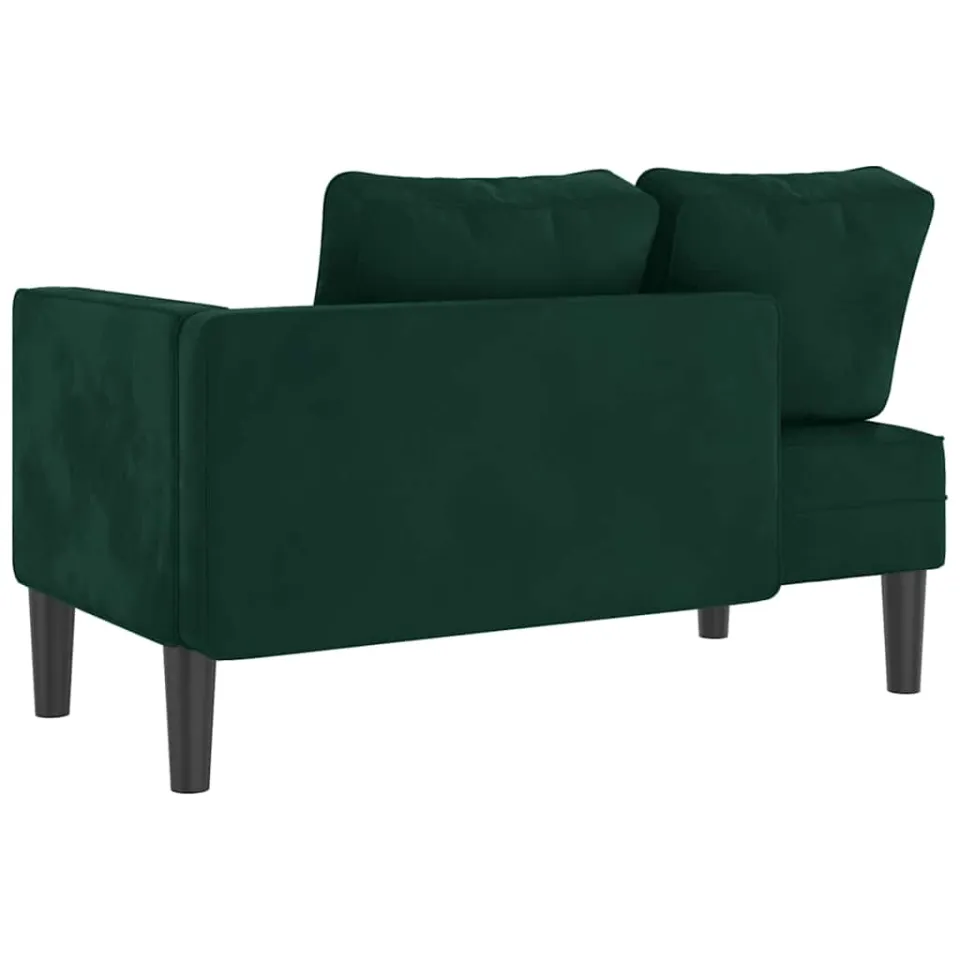 vidaXL Chaise longue met kussens fluweel donkergroen groen, foto 4