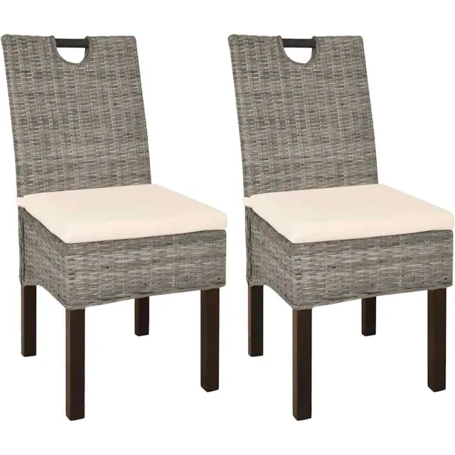 vidaXL Eetkamerstoel Kubu 2 stuks rattan mangohout Bruin
