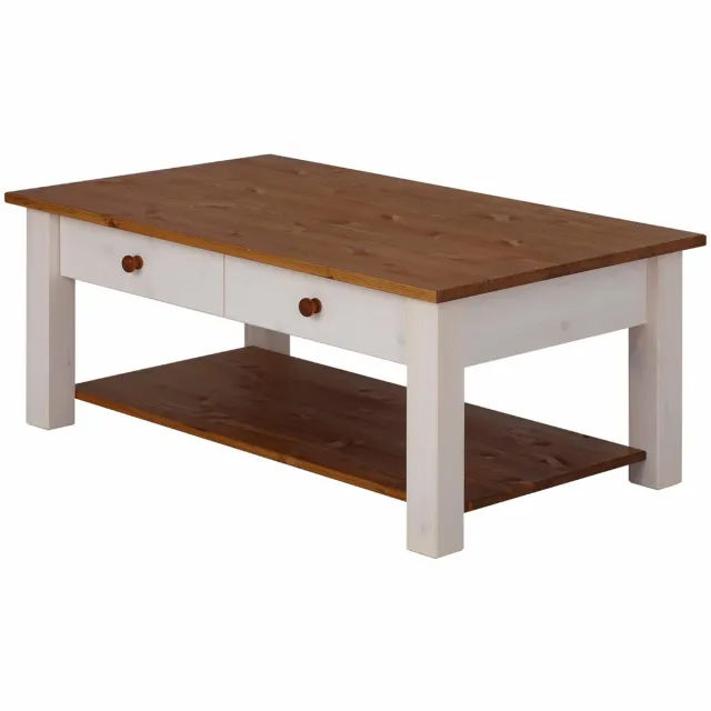 Notio Living Chicago-Salontafel - Wit/Honing Grenen 1 Schublade