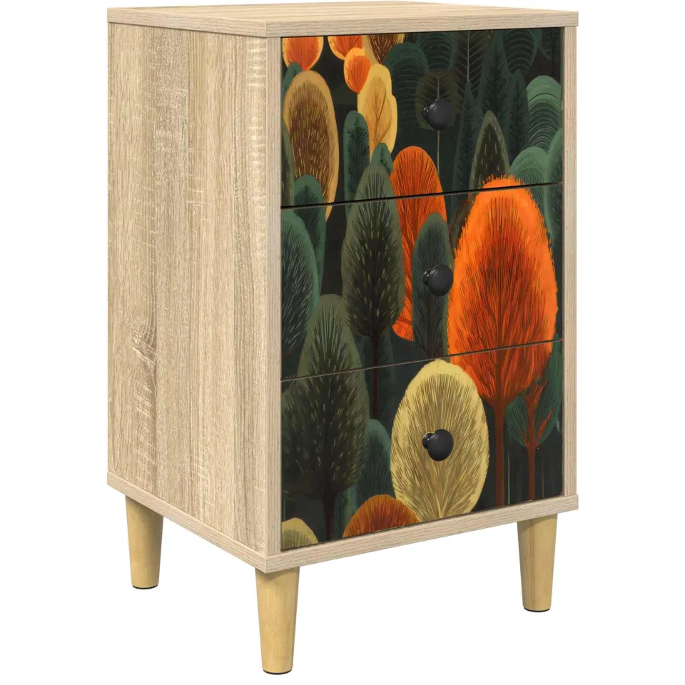 vidaXL Nachtkastje ZAANDAM Sonoma Eiken 36 x 33 x 60 cm Bewerkt hout Bruin