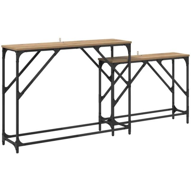 vidaXL Wandtafel - 2 - st - Artisan - Eiken - 100 - x - 28 - x - 75 - cm - Bewerkt - hout Artisan eiken
