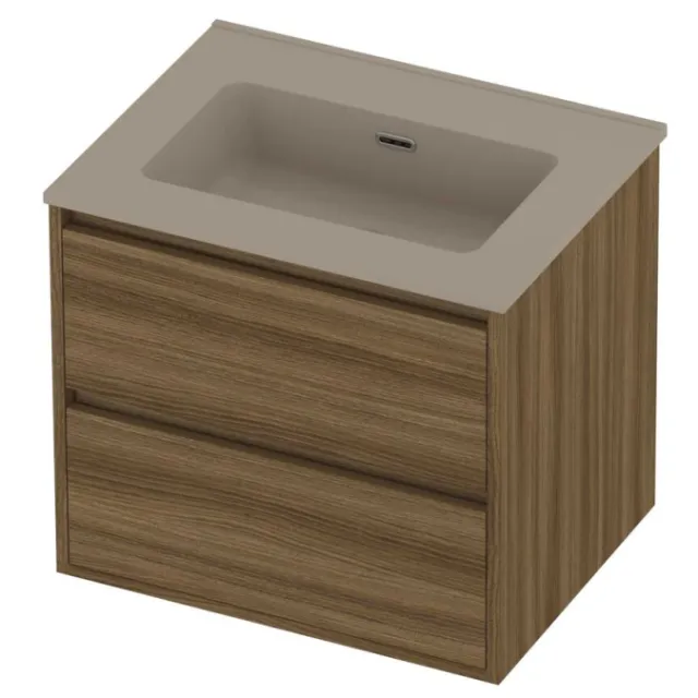Proline Tribute Badmeubelset Porselein 60x46x54 cm Mat Crème Cotton Caramel Walnut Houtlook
