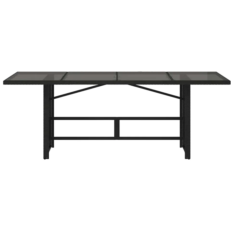 vidaXL Tuintafel met glazen blad 190x80x74 cm poly rattan zwart, foto 4